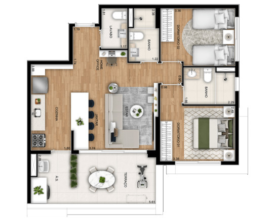 Apartamento com 2 Quartos à Venda, 74 m² em Parque Imperial - São Paulo