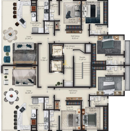 Apartamento com 3 Quartos à Venda, 130 m² em Meia Praia - Itapema