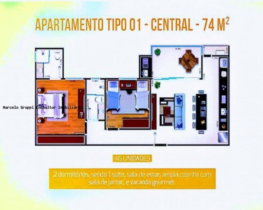 Imagem Apartamento com 2 Quartos à Venda, 74 m² em Jardim Nair Maria - Salto