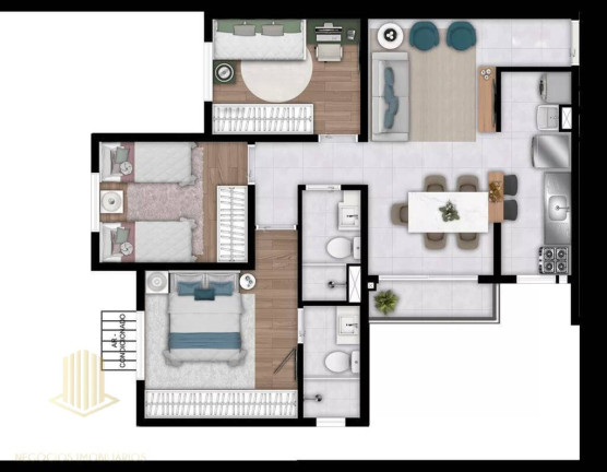 Imagem Apartamento com 3 Quartos à Venda, 61 m² em Fazenda Criméia Caveiras - Goiânia Imagem Apartamento com 3 Quartos à Venda, 61 m² em Fazenda Criméia Caveiras - Goiânia