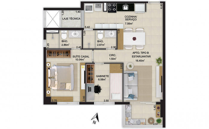 Imagem Apartamento com 2 Quartos à Venda, 61 m² em Joaquim Távora - Fortaleza