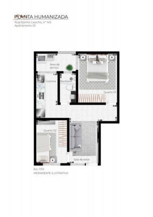 Imagem Apartamento com 2 Quartos à Venda, 40 m² em Jardim São Nicolau - São Paulo