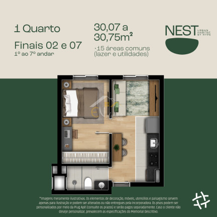 Imagem Apartamento com 2 Quartos à Venda, 30 m² em Bacacheri - Curitiba Imagem Apartamento com 2 Quartos à Venda, 30 m² em Bacacheri - Curitiba