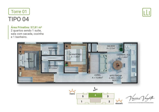 Imagem Imóvel com 2 Quartos à Venda, 69 m² em Várzea Do Ranchinho - Itapema