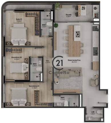 Imagem Apartamento com 3 Quartos à Venda, 122 m² em Estreito - Florianópolis
