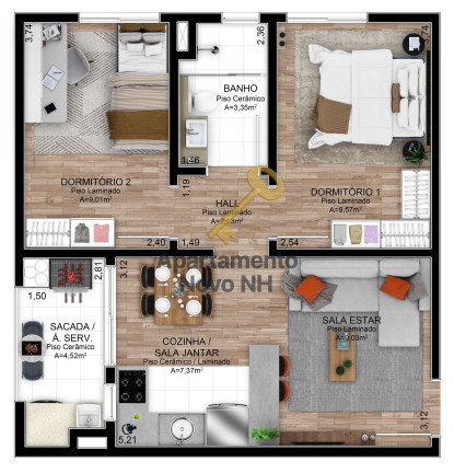 Imagem Apartamento com 2 Quartos à Venda, 67 m² em Centro - São Leopoldo