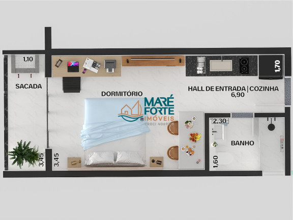 Imagem Apartamento com 1 Quarto à Venda, 30 m² em Perequê Açu - Ubatuba