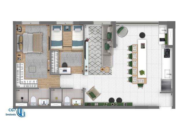 Apartamento com 2 Quartos à Venda, 69 m² em Alphaville Empresarial - Barueri