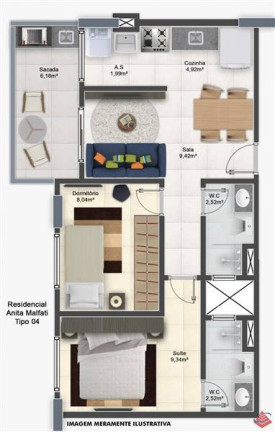 Imagem Apartamento com 2 Quartos à Venda, 55 m² em Guilhermina - Praia Grande