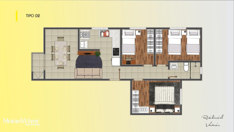 Imagem Apartamento com 3 Quartos à Venda, 63 m² em Parque Da Fonte - São José Dos Pinhais