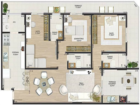 Apartamento com 3 Quartos à Venda, 115 m² em Canto Do Forte - Praia Grande
