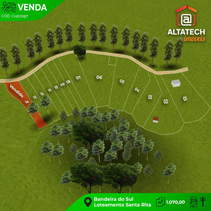 Imóvel à Venda, 1.070 m² em Loteamento Santa Rita - Bandeira Do Sul