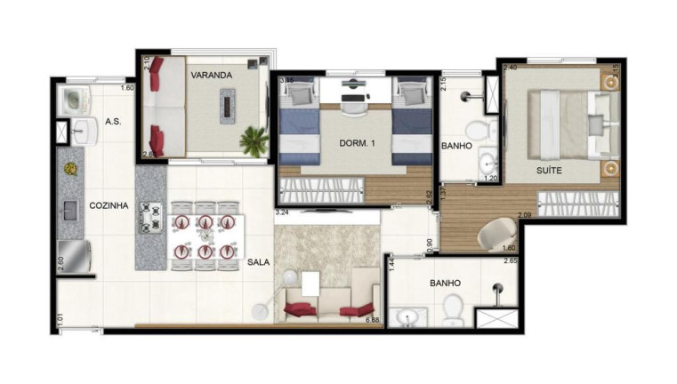 Apartamento com 3 Quartos à Venda, 71 m² em Vila Osasco - Osasco