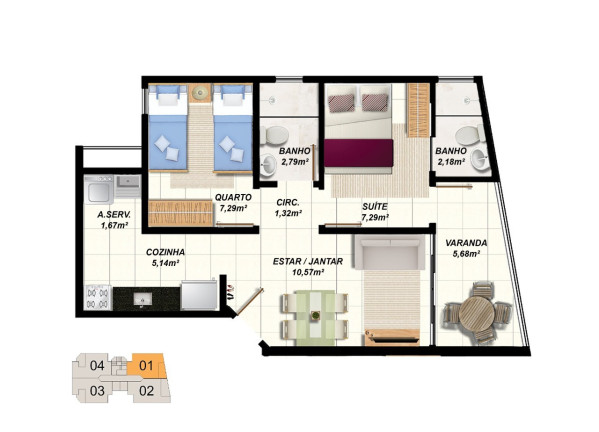 Imagem Apartamento com 2 Quartos à Venda, 51 m² em Ataíde - Vila Velha