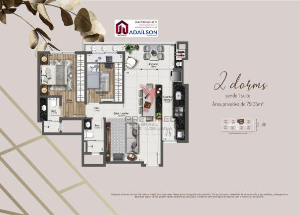 Imagem Apartamento com 2 Quartos à Venda, 7.405 m² em Kobrasol - São José Imagem Apartamento com 2 Quartos à Venda, 7.405 m² em Kobrasol - São José