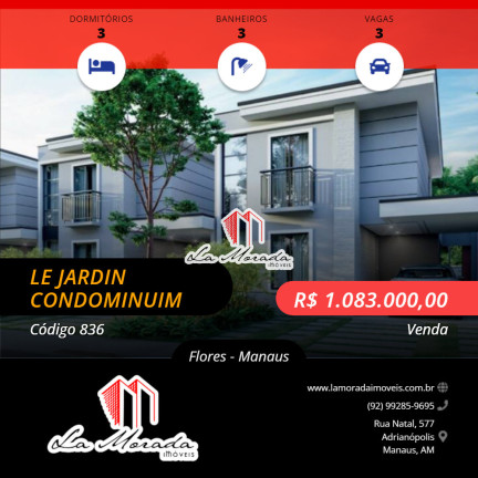 Casa de Condomínio com 3 Quartos à Venda, 144 m² em Flores - Manaus