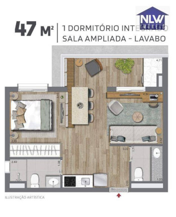 Apartamento com 1 Quarto à Venda, 47 m² em Santo Amaro - São Paulo