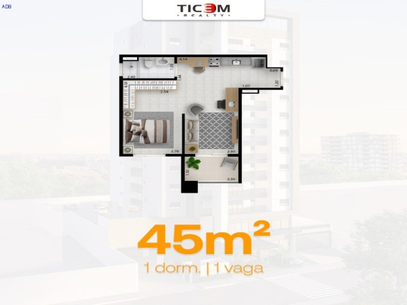 Imagem Flat com 1 Quarto à Venda, 4.692 m² em Bosque Flamboyant - Taubaté