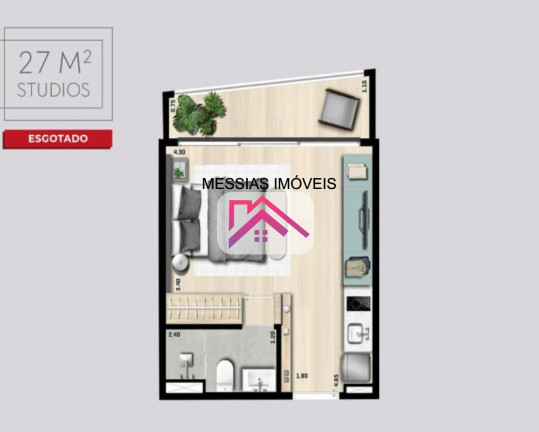 Imagem Imóvel com 1 Quarto à Venda, 27 m² em Pinheiros - São Paulo