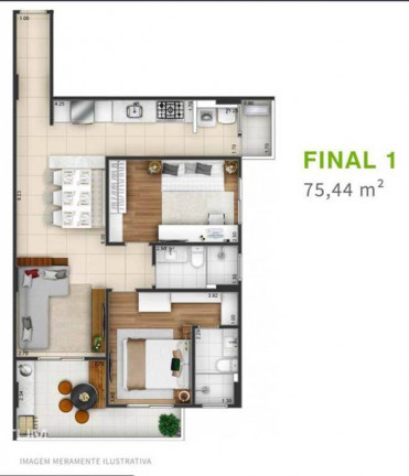 Imagem Apartamento com 2 Quartos à Venda, 75 m² em Guilhermina - Praia Grande