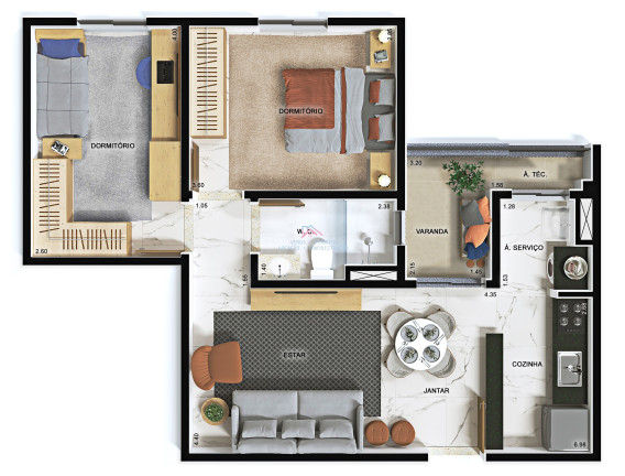 Imagem Apartamento com 2 Quartos à Venda, 58 m² em Jardim Do Lago - Jundiaí