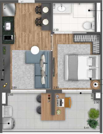Imagem Apartamento com 1 Quarto à Venda, 45 m² em Mirandópolis - São Paulo