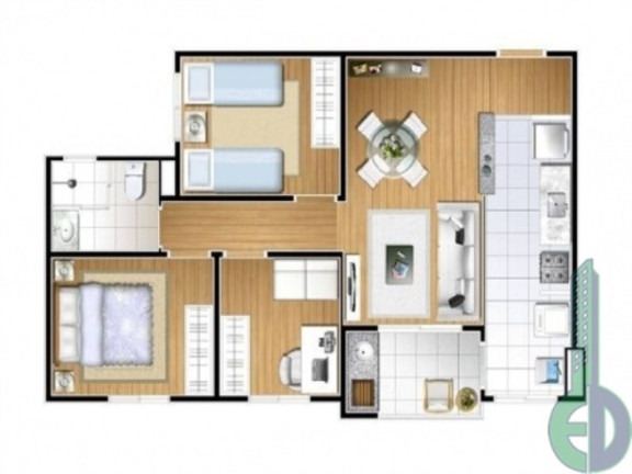 Imagem Apartamento com 3 Quartos à Venda, 59 m² em Vila Pires - Santo André