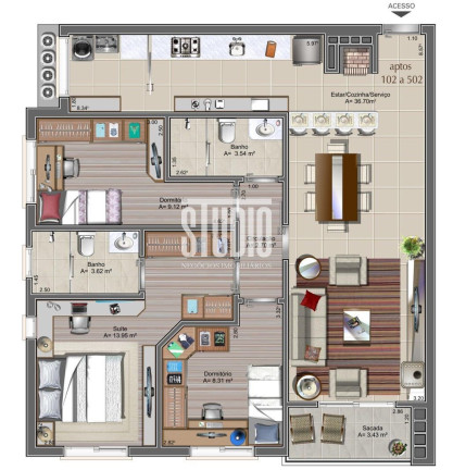 Apartamento com 3 Quartos à Venda, 94 m² em Planalto - Carlos Barbosa