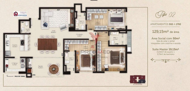 Imagem Apartamento com 3 Quartos à Venda, 128 m² em Kobrasol - São José