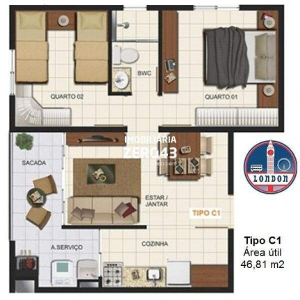Imagem Apartamento com 2 Quartos à Venda, 47 m² em Taliana - Londrina