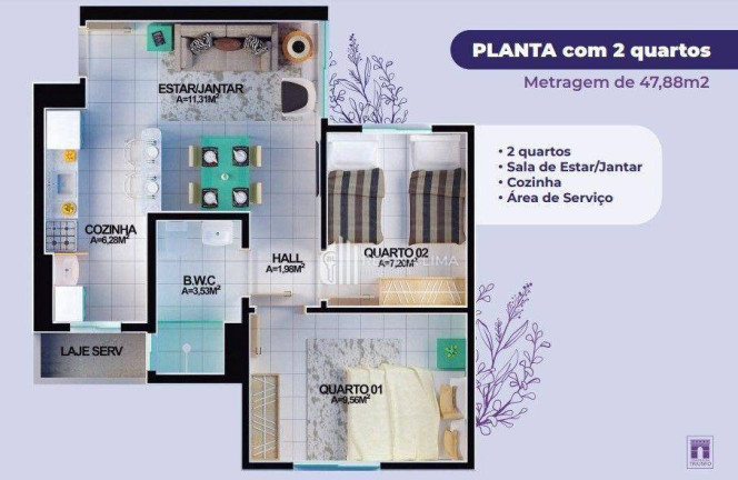 Imagem Apartamento com 2 Quartos à Venda, 47 m² em Todos Os Santos - Teresina