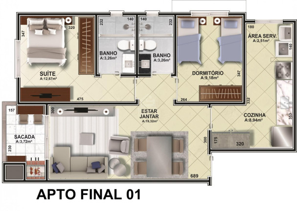 Imagem Apartamento com 2 Quartos à Venda, 76 m² em Passo D'areia - Santa Maria Imagem Apartamento com 2 Quartos à Venda, 76 m² em Passo D'areia - Santa Maria
