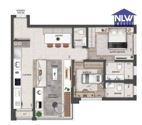Apartamento com 2 Quartos à Venda, 80 m² em Brooklin Novo - São Paulo