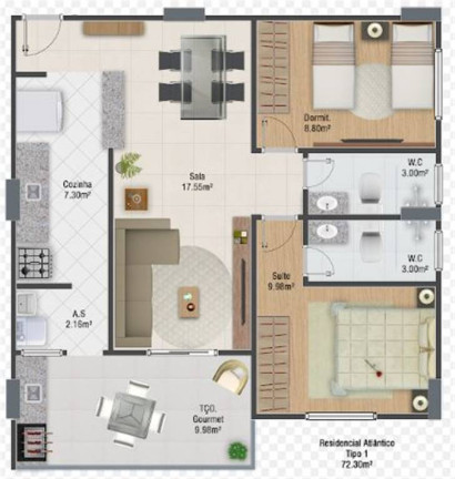 Imagem Apartamento com 2 Quartos à Venda, 72 m² em Vila Guilhermina - Praia Grande