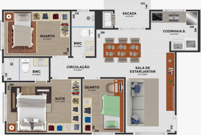 Imagem Apartamento com 3 Quartos à Venda, 70 m² em Cidade Jardim - São José Dos Pinhais