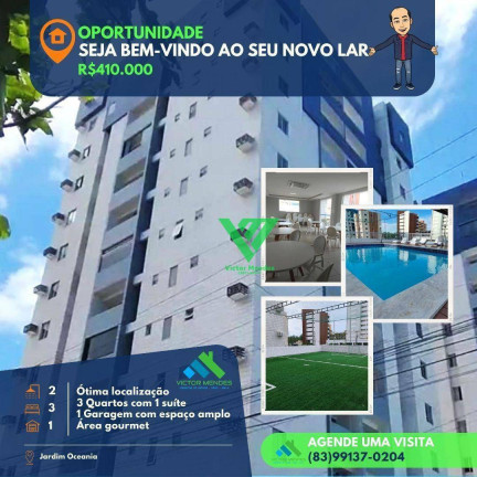 Apartamento com 3 Quartos à Venda, 85 m² em Jardim Oceania - João Pessoa