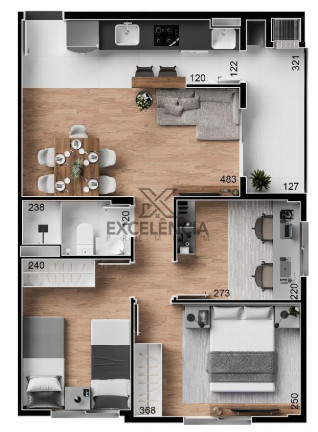 Imagem Apartamento com 3 Quartos à Venda, 58 m² em Costeira - São José Dos Pinhais