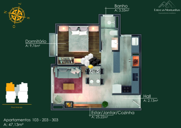 Imagem Apartamento com 1 Quarto à Venda, 46 m² em Moura - Gramado Imagem Apartamento com 1 Quarto à Venda, 46 m² em Moura - Gramado