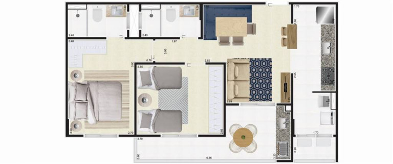 Imagem Apartamento com 2 Quartos à Venda, 71 m² em Guilhermina - Praia Grande