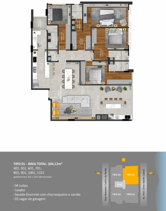 Apartamento com 4 Quartos à Venda, 204 m² em Centro - Navegantes