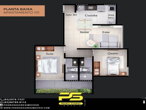 Imagem Apartamento com 2 Quartos à Venda, 61 m² em Bancários - João Pessoa