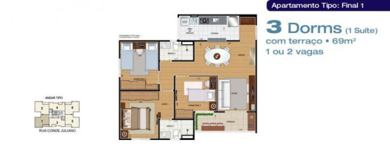 Imagem Apartamento com 3 Quartos à Venda, 69 m² em Vila Humaita - Santo André