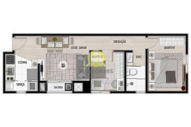 Imagem Apartamento com 2 Quartos à Venda, 44 m² em água Verde - Curitiba Imagem Apartamento com 2 Quartos à Venda, 44 m² em água Verde - Curitiba