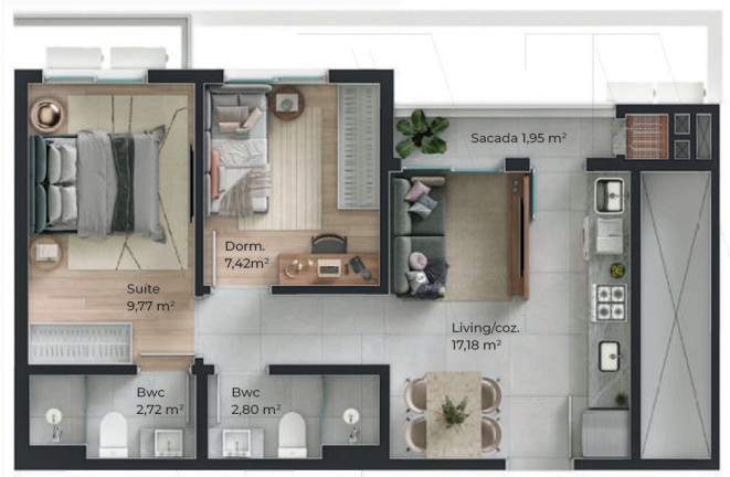 Imagem Apartamento com 2 Quartos à Venda, 53 m² em Barreiros - São José