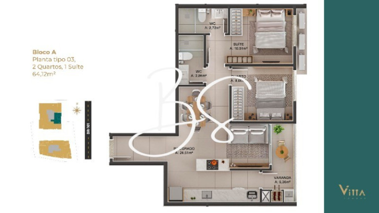 Imagem Apartamento com 2 Quartos à Venda, 65 m² em Tabuleiro Dos Oliveiras - Itapema