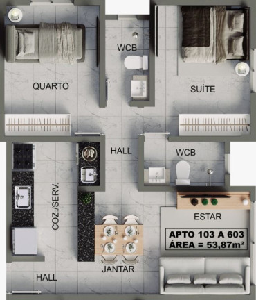 Imagem Apartamento com 2 Quartos à Venda, 54 m² em Bessa - João Pessoa