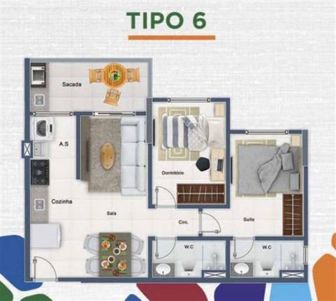 Apartamento com 2 Quartos à Venda, 57 m² em Forte - Praia Grande