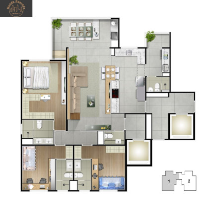 Imagem Apartamento com 3 Quartos à Venda, 127 m² em Centro - Santo André Imagem Apartamento com 3 Quartos à Venda, 127 m² em Centro - Santo André