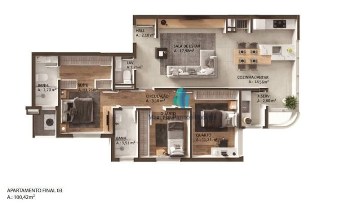 Imagem Apartamento com 3 Quartos à Venda, 113 m² em Centro - Bento Gonçalves