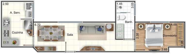 Imagem Apartamento com 1 Quarto à Venda, 37 m² em Vila Bocaina - Mauá